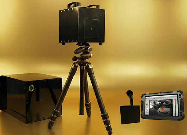 A person in a protective radiation suit inside a facility with caution signs and equipment indicating a hazardous area related to radiation safety and control. 8 safety measures are in place for working in this environment.