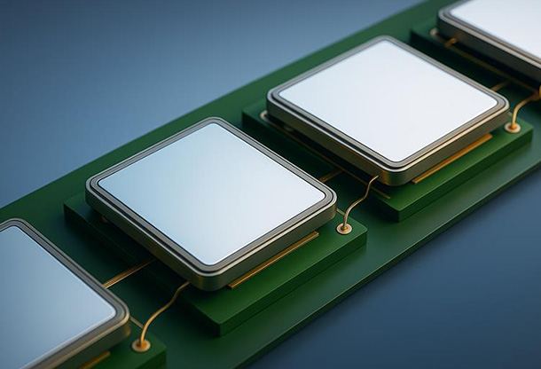 circuit board with multiple square integrated circuits suggesting technology advancements focused on eleven components